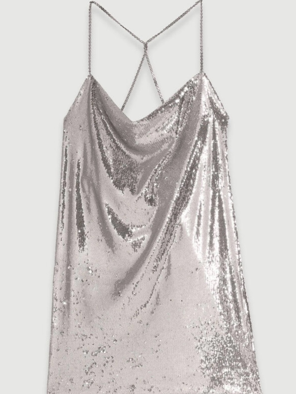 Maje Silver Sequin Cowl Neck Slip Top